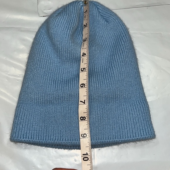 BABY BLUE KNIT Adidas Beanie HAT white TREEFOIL logo fold up knit HAT unisex OS - Picture 8 of 9
